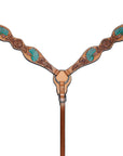 Bar H Equine Genuine Western American Leather Horse Premium Headstall & Breast Collar Set