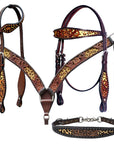 Bar H Equine American Leather Horse Saddle Tack One Ear Headstall | Breast Collar | Browband Headstall | Wither Strap | Tack Set BER249