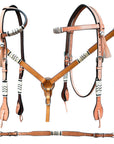 Bar H Equine American Leather Horse Saddle Tack One Ear Headstall | Breast Collar | Browband Headstall | Wither Strap | Tack Set BER252