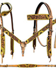 Bar H Equine American Leather Horse Saddle Tack One Ear Headstall | Breast Collar | Browband Headstall | Wither Strap | Tack Set BER255