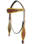 Bar H Equine American Leather Horse Saddle Tack One Ear Headstall | Breast Collar | Browband Headstall | Wither Strap | Tack Set BER257