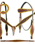 Bar H Equine American Leather Horse Saddle Tack One Ear Headstall | Breast Collar | Browband Headstall | Wither Strap | Tack Set BER257