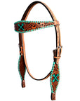 Bar H Equine American Leather Horse Saddle Tack One Ear Headstall | Breast Collar | Browband Headstall | Wither Strap | Tack Set BER258
