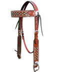 Bar H Equine American Leather Horse Saddle Tack One Ear Headstall | Breast Collar | Browband Headstall | Wither Strap | Tack Set BER259