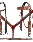 Bar H Equine American Leather Horse Saddle Tack One Ear Headstall | Breast Collar | Browband Headstall | Wither Strap | Tack Set BER259
