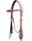 Bar H Equine American Leather Horse Saddle Tack One Ear Headstall | Breast Collar | Browband Headstall | Wither Strap | Tack Set BER260