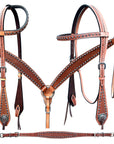 Bar H Equine American Leather Horse Saddle Tack One Ear Headstall | Breast Collar | Browband Headstall | Wither Strap | Tack Set BER260