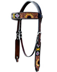 Bar H Equine American Leather Horse Saddle Tack One Ear Headstall | Breast Collar | Browband Headstall | Wither Strap | Tack Set BER261