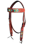 Bar H Equine American Leather Horse Saddle Tack One Ear Headstall | Breast Collar | Browband Headstall | Wither Strap | Tack Set BER262