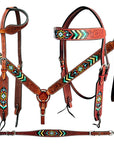 Bar H Equine American Leather Horse Saddle Tack One Ear Headstall | Breast Collar | Browband Headstall | Wither Strap | Tack Set BER262