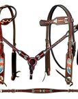 Bar H Equine American Leather Horse Saddle Tack One Ear Headstall | Breast Collar | Browband Headstall | Wither Strap | Tack Set BER263