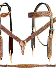 Bar H Equine American Leather Horse Saddle Tack One Ear Headstall | Breast Collar | Browband Headstall | Wither Strap | Tack Set BER265