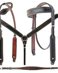 Bar H Equine American Leather Horse Saddle Tack One Ear Headstall | Breast Collar Browband Wither Strap Set BER266