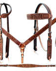 Bar H Equine American Leather Horse Saddle Tack One Ear Headstall | Breast Collar | Browband Headstall | Wither Strap | Tack Set BER269