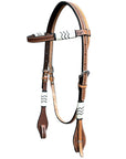 Bar H Equine American Leather Horse Saddle Tack One Ear Headstall | Breast Collar Browband Wither Strap Set BER279