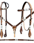 Bar H Equine American Leather Horse Saddle Tack One Ear Headstall | Breast Collar Browband Wither Strap Set BER279
