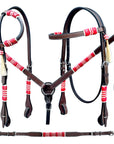 Bar H Equine American Leather Horse Saddle Tack One Ear Headstall | Breast Collar | Browband Headstall | Wither Strap | Tack Set BER282