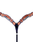 Bar H Equine Genuine Western American Leather Horse Premium Headstall & Breast Collar Set
