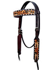 Bar H Equine Genuine Western American Leather Horse Premium Headstall & Breast Collar Set
