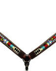 Bar H Equine Horse Genuine Leather embroidery design Breast Collar ,Headstall Brown