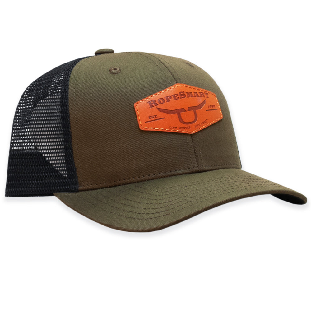 Rope Smart Western Style Mesh Flat Retro Trucker Fit Snapback Red Patch Cap