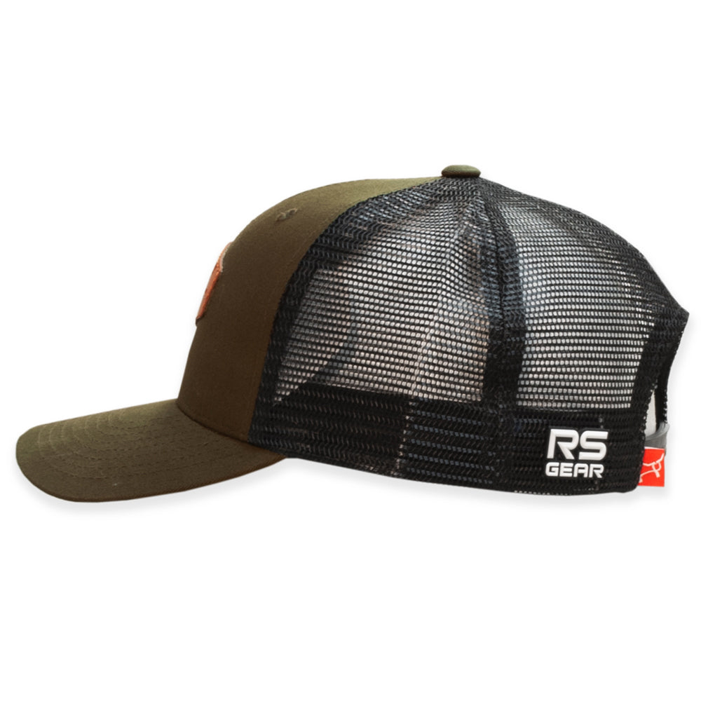 Rope Smart Western Style Mesh Flat Retro Trucker Fit Snapback Red Patch Cap