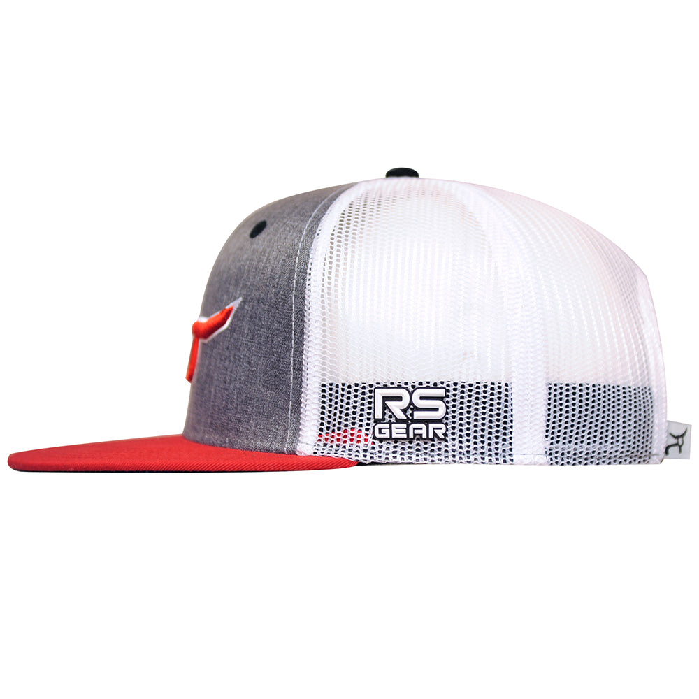 Rope Smart Western Style Mesh Flat Retro Trucker Fit Snapback Red Patch Cap