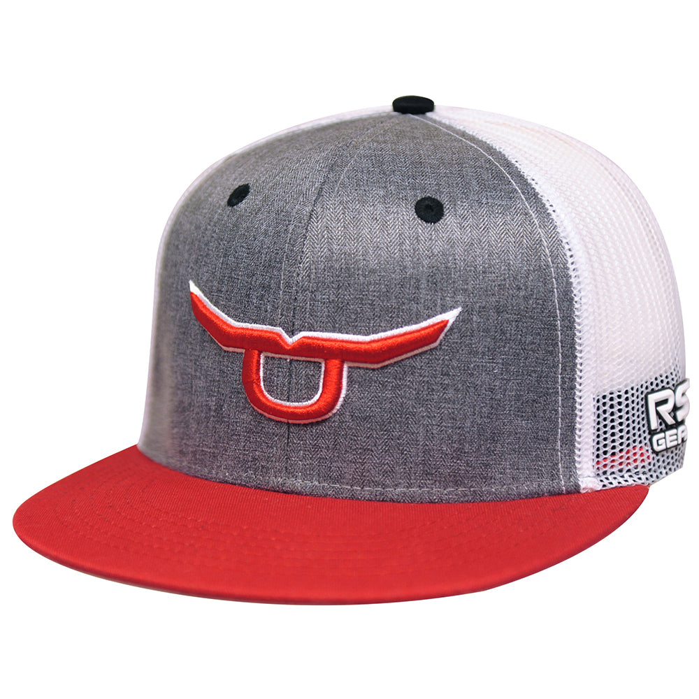 Rope Smart Western Style Mesh Flat Retro Trucker Fit Snapback Red Patch Cap