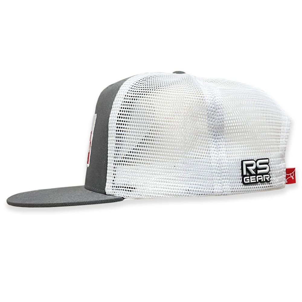 Rope Smart Western Style Mesh Flat Retro Trucker Fit Snapback Red Patch Cap