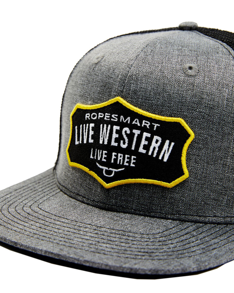 Rope Smart Western Style Mesh Flat Retro Trucker Fit Snapback Red Patch Cap