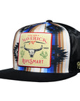 Rope Smart Western Style Mesh Flat Retro Trucker Fit Snapback Red Patch Cap