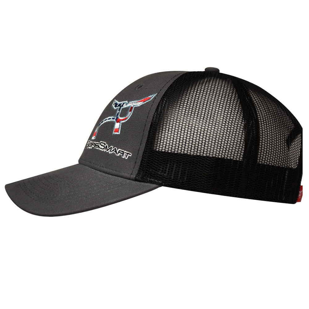 Rope Smart Western Style Mesh Flat Retro Trucker Fit Snapback Red Patch Cap