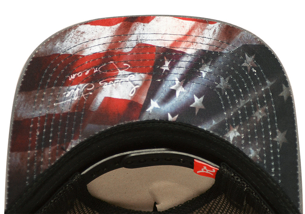 Rope Smart Western Style Mesh Flat Retro Trucker Fit Snapback Red Patch Cap