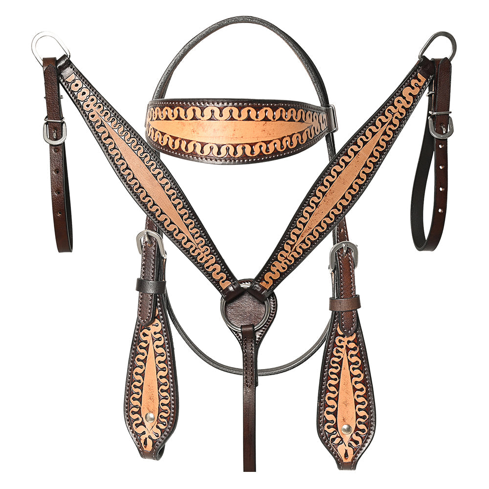 COMFYTACK Western Horse Barrel Racing American Leather Saddle Floral Carved &amp; Tack Set Dark Brown