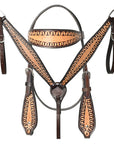 COMFYTACK Western Horse Barrel Racing American Leather Saddle Floral Carved & Tack Set Dark Brown