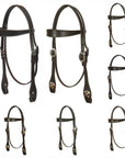 Hilason Western Horse Genuine Leather Headstall Bridle Engraved GS Concho Brown