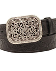Sml Med Lrg X-Lrg Ariat Floral Ladies Fashion 1-1/2” Wide Genuine American Leather Belt Black