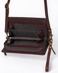 American Darling Organiser Hair-On Hand Tooled Genuine Leather Women Bag Western Handbag Purse