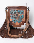 American Darling Messenger Hand Tooled Hair On Genuine Leather Women Bag Western Handbag Purse