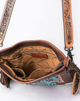 American Darling Messenger Hand Tooled Hair On Genuine Leather Women Bag Western Handbag Purse