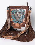 American Darling Messenger Hand Tooled Hair On Genuine Leather Women Bag Western Handbag Purse