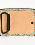 AMERICAN DARLING Floral Hand Carved Painted Belt Buckle Genuine Leather Covered Stylish Buckle