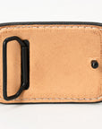 AMERICAN DARLING Floral Hand Carved Painted Belt Buckle Genuine Leather Covered Stylish Buckle