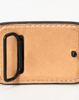 AMERICAN DARLING Floral Hand Carved Painted Belt Buckle Genuine Leather Covered Stylish Buckle