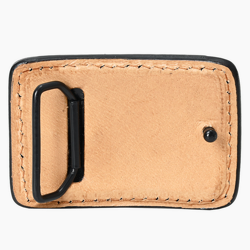 AMERICAN DARLING Floral Hand Carved Painted Belt Buckle Genuine Leather Covered Stylish Buckle
