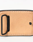 AMERICAN DARLING Floral Hand Carved Painted Belt Buckle Genuine Leather Covered Stylish Buckle