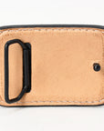 AMERICAN DARLING Floral Hand Carved Painted Belt Buckle Genuine Leather Covered Stylish Buckle