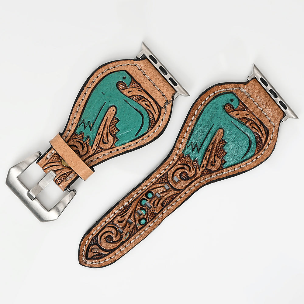 American Darling Floral Hand Tooled I watch Men Women Genuine Leather