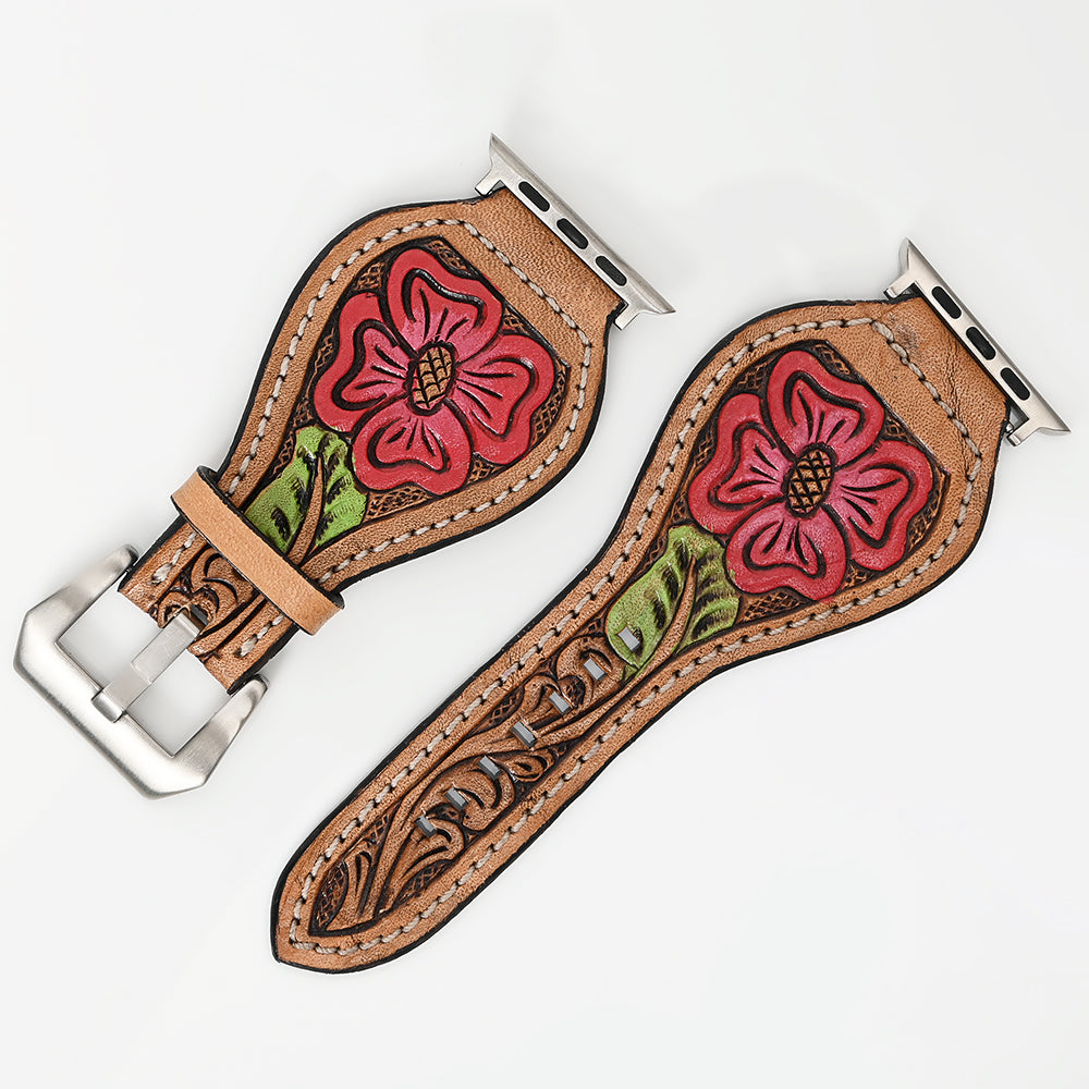 American Darling Floral Hand Tooled I watch Men Women Genuine Leather