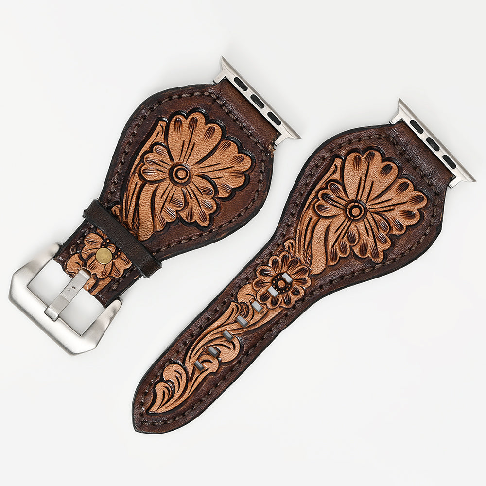 American Darling Floral Hand Tooled I watch Men Women Genuine Leather